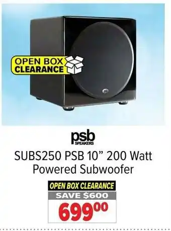 2001 Audio Video SUBS250 PSB 10" 200 Watt Powered Subwoofer offer