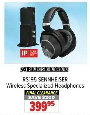 2001 Audio Video RS195 SENNHEISER Wireless Specialized Headphones offer