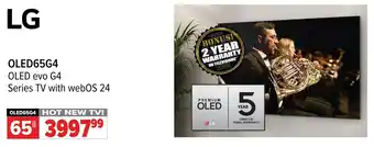 2001 Audio Video LG OLED65G4 OLED evo G4 Series TV with webOS 24 offer