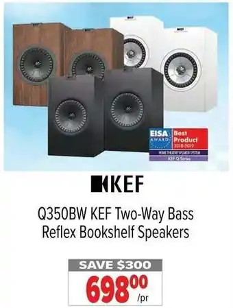 2001 Audio Video Q350BW KEF Two-Way Bass Reflex Bookshelf Speakers offer
