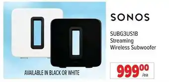 2001 Audio Video SONOS SUBG3US1B Streaming Wireless Subwoofer offer