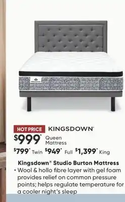 Sleep Country Kingsdown Studio Burton Mattress offer