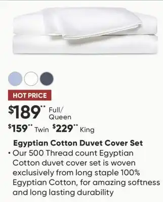 Sleep Country Egyptian Cotton Duvet Cover Set offer