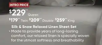 Sleep Country Silk & Snow Relaxed Linen Sheet Set offer