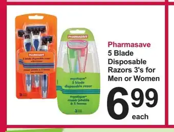 Pharmasave 5 Blade Disposable Razors 3's For Men or Women offer