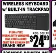 TechSource Wireless Keyboard W/Built-In Trackpad offer