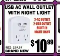 TechSource USB AC Wall Outlet With Night Light offer