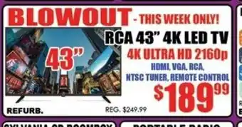 TechSource RCA 43" 4K LED TV offer