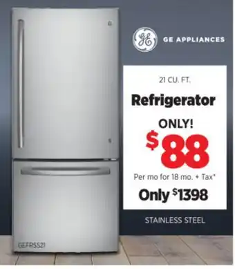 Surplus Furniture GE Stainless Steel 21 Cu Ft Refrigerator offer