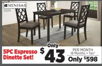 Surplus Furniture Carason Espresso 5Pc Dinette Set offer
