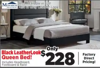 Surplus Furniture Black Leather-Look Queen Bed offer