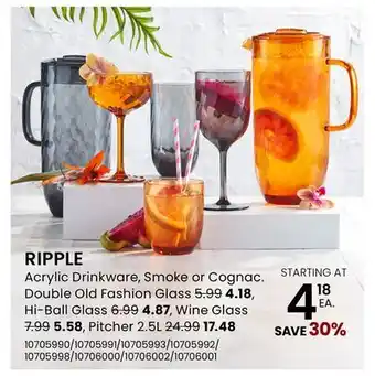 Stokes RIPPLE Acrylic Drinkware offer