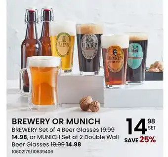 Stokes BREWERY OR MUNICH BREWERY Set of 4 Beer Glasses offer