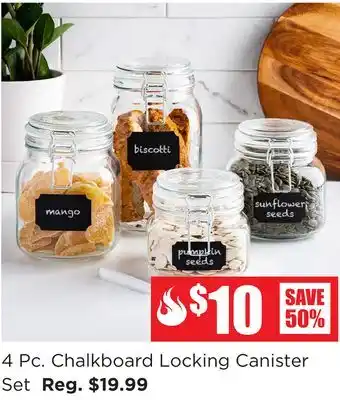 Kitchen Stuff Plus 4 Pc. Chalkboard Locking Canister Set offer