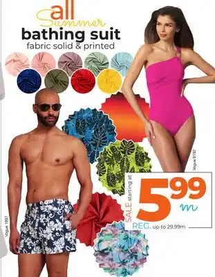 Fabricville all Summer bathing suit fabric solid & printed offer