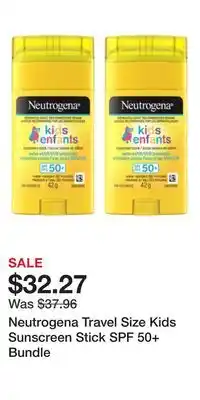Well Neutrogena Travel Size Kids Sunscreen Stick SPF 50+ Bundle offer