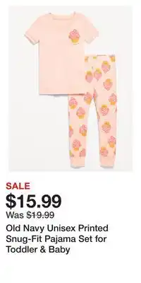 Old Navy Old Navy Unisex Printed Snug-Fit Pajama Set for Toddler & Baby offer