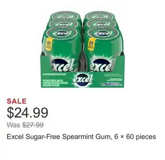 Costco Excel Sugar-Free Spearmint Gum, 6 × 60 pieces offer