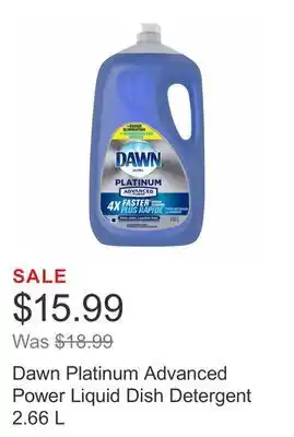 Costco Dawn Platinum Advanced Power Liquid Dish Detergent 2.66 L offer