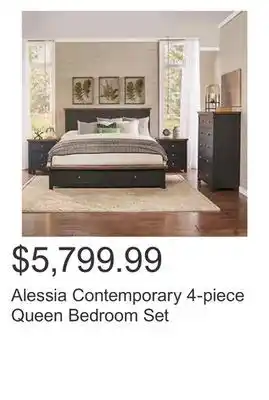 Costco Alessia Contemporary 4-piece Queen Bedroom Set offer