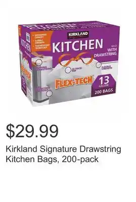 Costco Kirkland Signature Drawstring Kitchen Bags, 200-pack offer