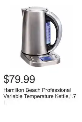 Costco Hamilton Beach Professional Variable Temperature Kettle,1.7 L offer