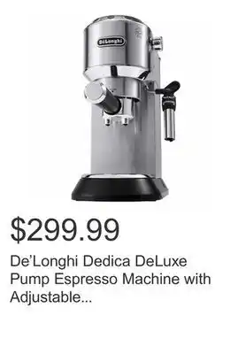 Costco De'Longhi Dedica DeLuxe Pump Espresso Machine with Adjustable Frothing Wand offer