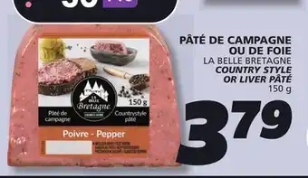 IGA LA BELLE BRETAGNE COUNTRY STYLE OR LIVER PÂTÉ offer