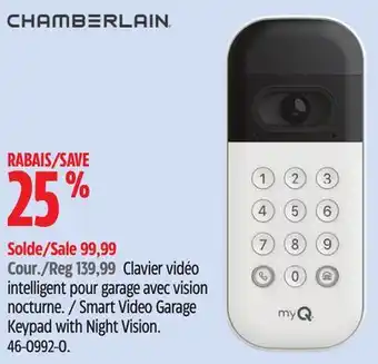 Canadian Tire Chamberlain Smart Video Garage Keypad with Night Vision offer