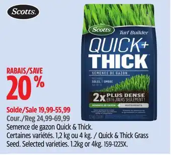Canadian Tire Scotts Quick + Thick Grass Seed offer