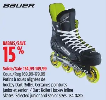 Canadian Tire Bauer Dart Roller Hockey Inline Skates offer