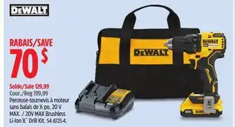 Canadian Tire DEWALT 20V MAX Brushless Li-Ion 1⁄2˝ Drill Kit offer