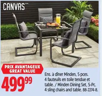 Canadian Tire CANVAS Minden Dining Set, 5-Pc offer