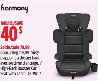 Canadian Tire Harmony High-Back Booster Car Seat with Latch offer