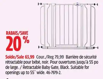 Canadian Tire Retractable Baby Gate, Black offer