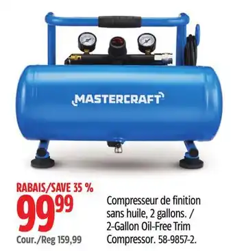Canadian Tire Mastercraft 2-Gallon Oil-Free Trim Compressor offer