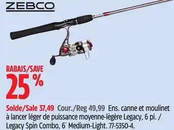 Canadian Tire Zebco Legacy Spin Combo, 6´ Medium-Light offer