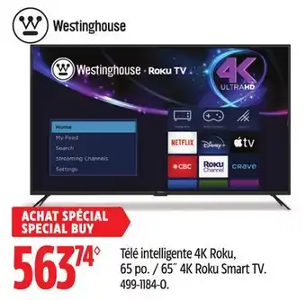 Canadian Tire Westinghouse 65 4K Roku Smart TV offer