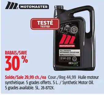 Canadian Tire MotoMaster Synthetic Motor Oil offer