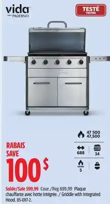 Canadian Tire Vida by PADERNO Griddle with Integrated Hood offer