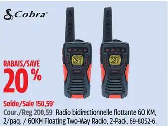 Canadian Tire Cobra 60KM Floating Two-Way Radio, 2-Pack offer
