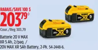 Canadian Tire DEWALT 20V MAX XR 5Ah Battery, 2-Pk offer
