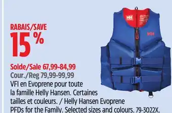Canadian Tire Helly Hansen Evoprene PFDs for the Family offer