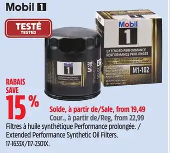 Canadian Tire Mobil 1 Extended Performance Synthetic Oil Filters offer