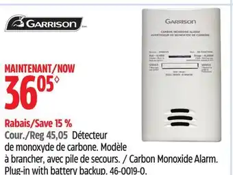Canadian Tire Garrison Carbon Monoxide Alarm offer