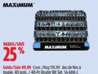 Canadian Tire MAXIMUM 40-Pc Router Bit Set offer