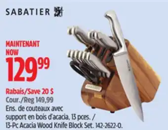 Canadian Tire Sabatier 13-Pc Acacia Wood Knife Block Set offer