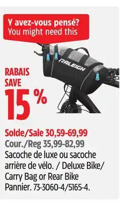 Canadian Tire RALEIGH Deluxe Bike/ Carry Bag or Rear Bike Pannier offer