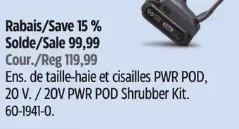 Canadian Tire Yardworks 20V PWR POD Shrubber Kit offer