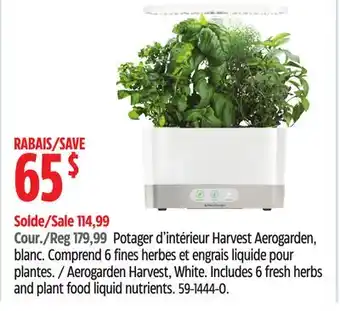 Canadian Tire Scotts Aerogarden Harvest, White offer